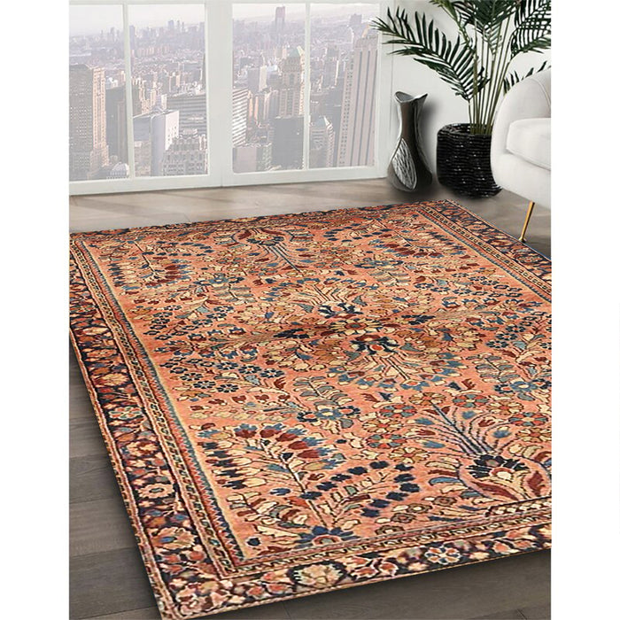 Machine Washable Traditional Sienna Brown Rug in a Family Room, wshtr4718