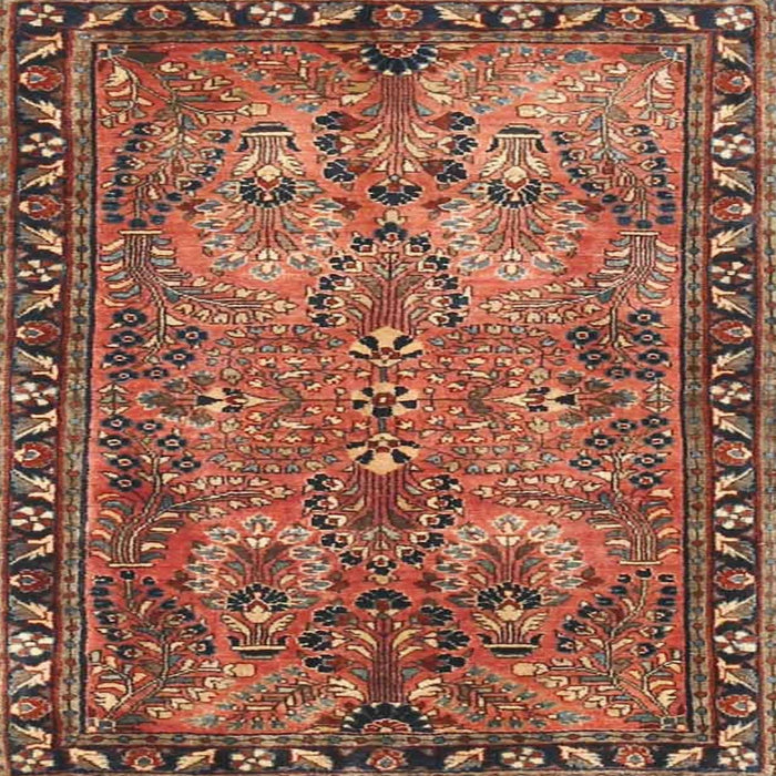 Square Traditional Fire Brick Red Persian Rug, tr4720