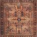 Square Traditional Dark Sienna Brown Persian Rug, tr4721