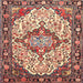 Round Machine Washable Traditional Brown Red Rug, wshtr4722