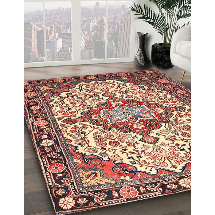 Machine Washable Traditional Brown Red Rug in a Family Room, wshtr4722