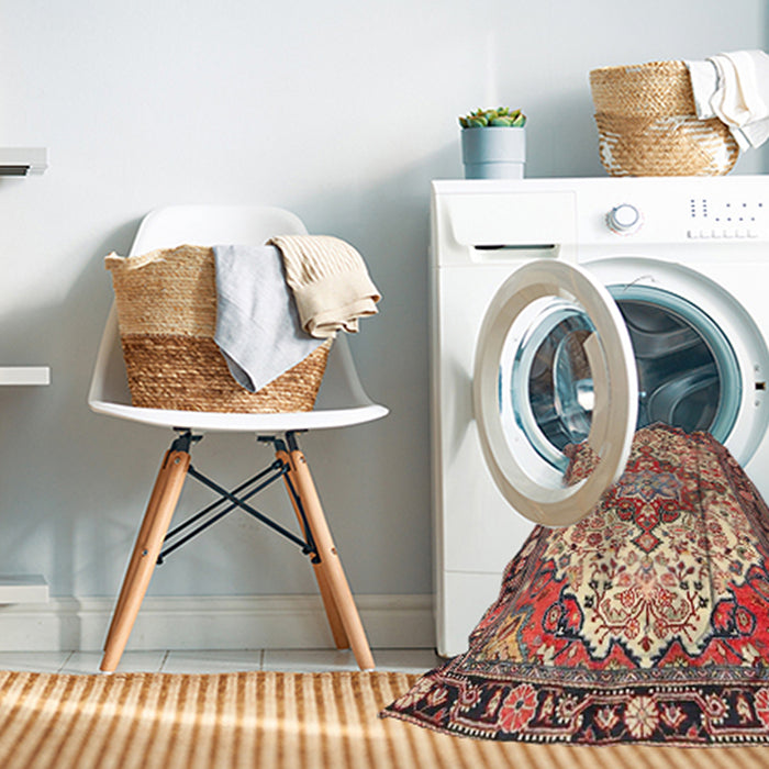 Machine Washable Traditional Brown Red Rug in a Washing Machine, wshtr4722