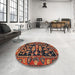 Round Machine Washable Traditional Gold Brown Rug in a Office, wshtr4724