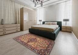Traditional Brown Medallion Rug in a Bedroom, tr4725