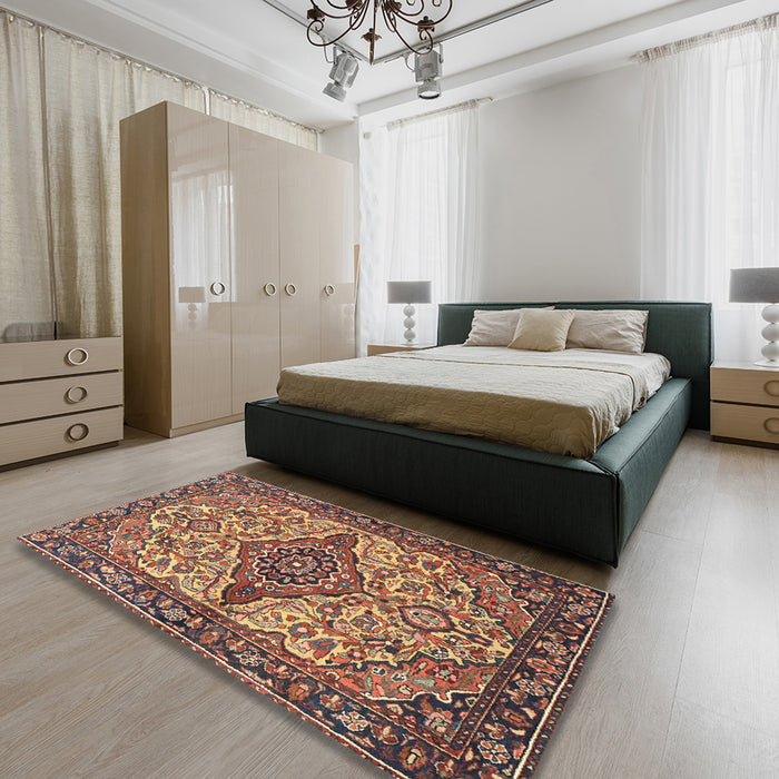 Traditional Brown Medallion Rug in a Bedroom, tr4725