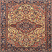 Square Traditional Brown Medallion Rug, tr4725