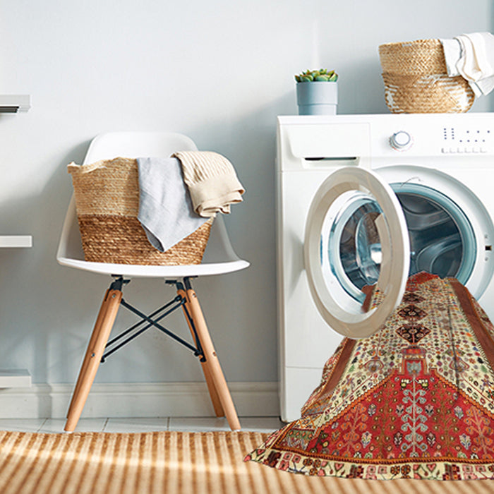 Machine Washable Traditional Sandy Brown Rug in a Washing Machine, wshtr4726