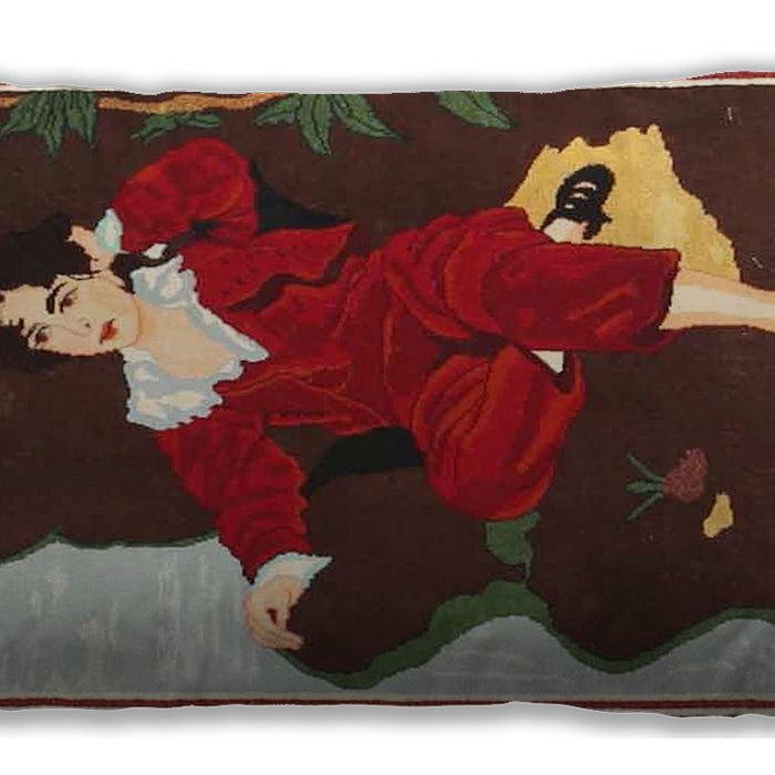 Traditional Classic Rectangular Saffron Red Lumbar Throw Pillow, 13 inch by 19 inch, lbtr4727