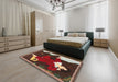 Traditional Saffron Red Persian Rug in a Bedroom, tr4727