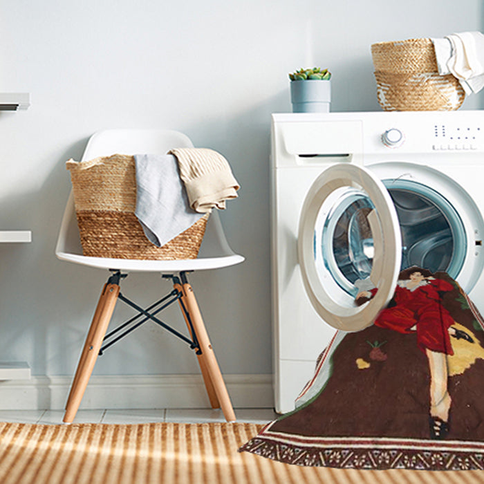 Machine Washable Traditional Saffron Red Rug in a Washing Machine, wshtr4727