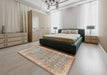 Machine Washable Traditional Dark Almond Brown Rug in a Bedroom, wshtr4730