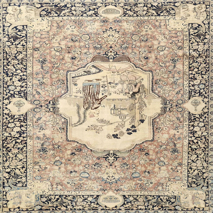 Square Traditional Dark Almond Brown Persian Rug, tr4731