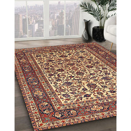 Traditional Saffron Red Persian Rug in Family Room, tr4732