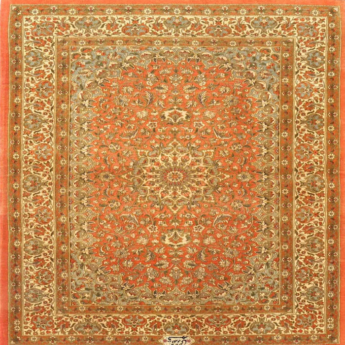Square Traditional Yellow Medallion Rug, tr4733