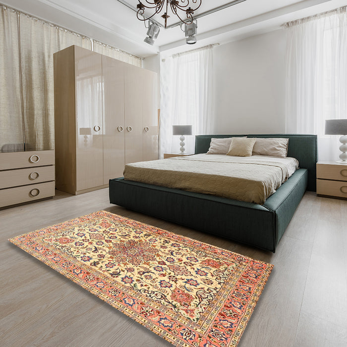 Machine Washable Traditional Red Rug in a Bedroom, wshtr4735