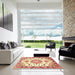 Square Traditional Brown Gold Medallion Rug in a Living Room, tr4736