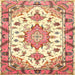 Square Traditional Brown Gold Medallion Rug, tr4736