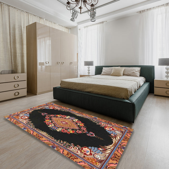 Machine Washable Traditional Night Red Rug in a Bedroom, wshtr4737