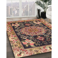 Traditional Sand Brown Medallion Rug, tr4738