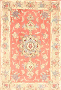 Machine Washable Traditional Mango Orange Rug, wshtr4739