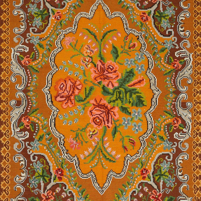 Traditional Mahogany Brown Medallion Rug, tr473