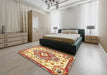 Machine Washable Traditional Brown Gold Rug in a Bedroom, wshtr4741