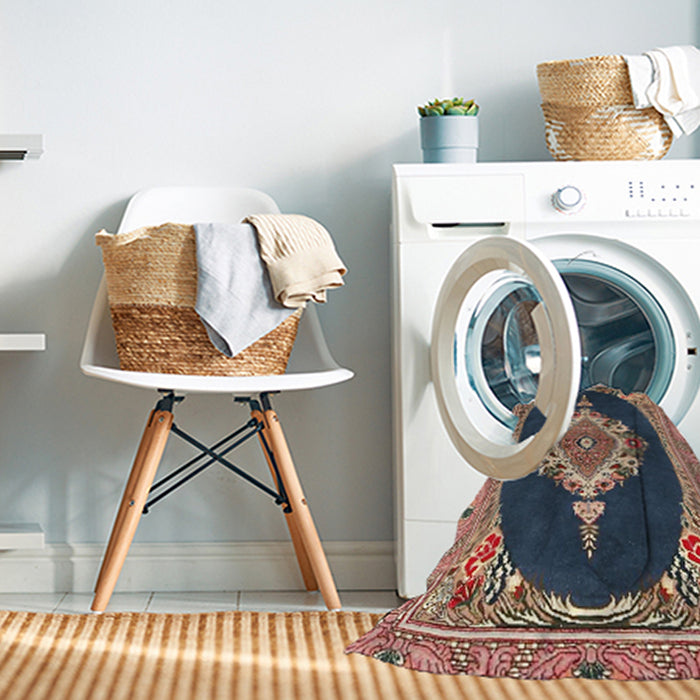 Machine Washable Traditional Light Copper Gold Rug in a Washing Machine, wshtr4742