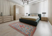 Traditional Brown Red Persian Rug in a Bedroom, tr4743