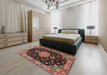 Machine Washable Traditional Orange Salmon Pink Rug in a Bedroom, wshtr4744