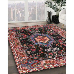 Machine Washable Traditional Rosy Pink Rug in a Family Room, wshtr4745