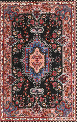 Machine Washable Traditional Rosy Pink Rug, wshtr4745