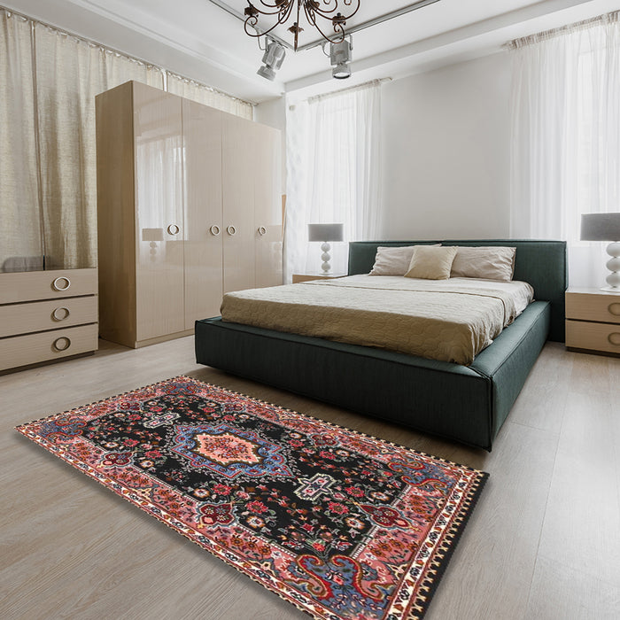 Traditional Pink Medallion Rug in a Bedroom, tr4746