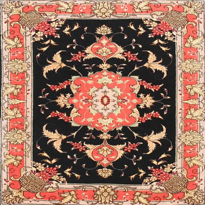 Square Traditional Sandy Brown Medallion Rug, tr4747