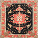 Square Traditional Sandy Brown Medallion Rug, tr4747