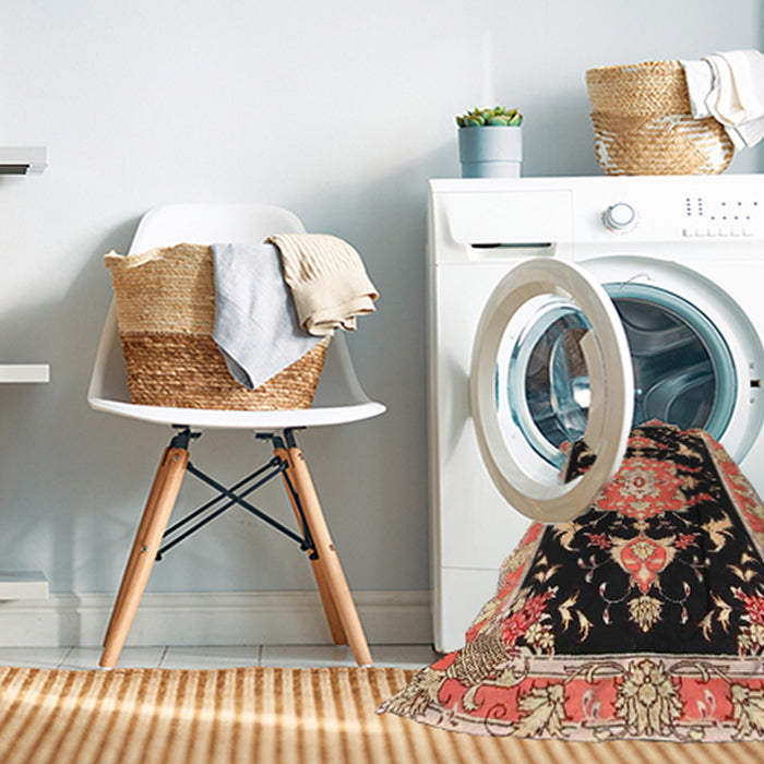 Machine Washable Traditional Sandy Brown Rug in a Washing Machine, wshtr4747