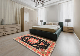 Traditional Sandy Brown Medallion Rug in a Bedroom, tr4747