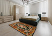 Machine Washable Traditional Cinnamon Brown Rug in a Bedroom, wshtr474