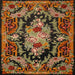 Square Traditional Cinnamon Brown Medallion Rug, tr474