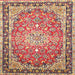 Square Traditional Fire Brick Red Oriental Rug, tr4752