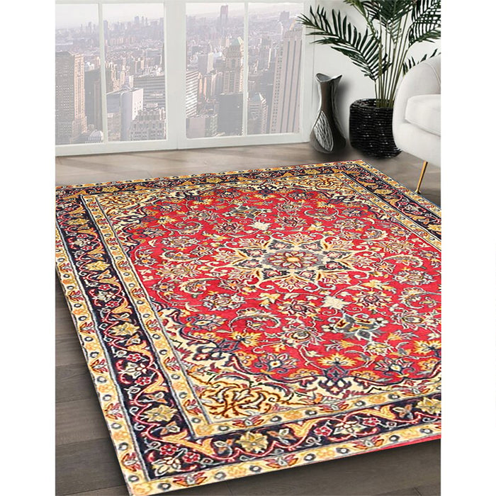 Machine Washable Traditional Fire Brick Red Rug in a Family Room, wshtr4752