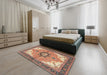 Machine Washable Traditional Brown Red Rug in a Bedroom, wshtr4753