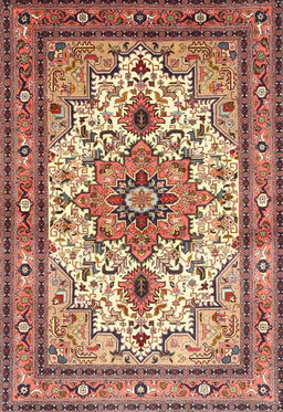 Machine Washable Traditional Brown Red Rug, wshtr4754