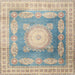 Square Traditional Tan Brown Medallion Rug, tr4757