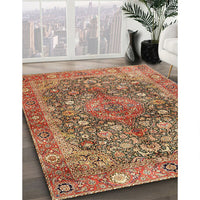 Traditional Sand Brown Medallion Rug, tr4758