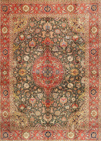 Machine Washable Traditional Sand Brown Rug, wshtr4758