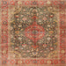 Square Traditional Sand Brown Medallion Rug, tr4758