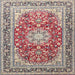 Square Traditional Chestnut Brown Medallion Rug, tr4761