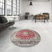 Round Traditional Chestnut Brown Medallion Rug in a Office, tr4761