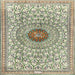 Square Traditional Dark Green Medallion Rug, tr4763