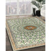 Traditional Dark Green Medallion Rug in Family Room, tr4763